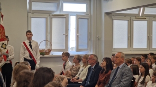 Dyrekcja i Burmistrz na uroczystości