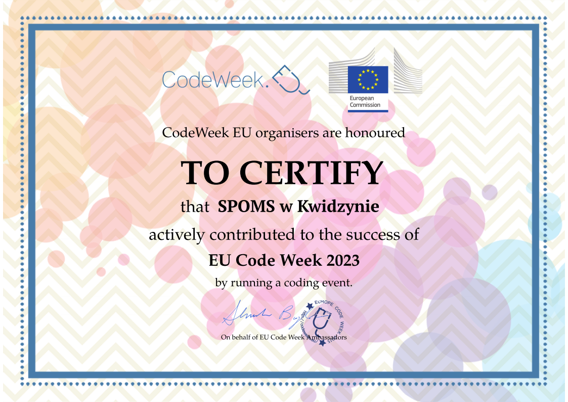 certyfikat dla szkoły