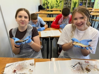 uczniowie klas 7 koła biologicznego na zajęciach