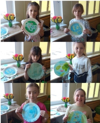 Różne działania w świetlicy związane z Dniem Ziemi