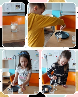 uczniowie eksperymentują w świetlicy